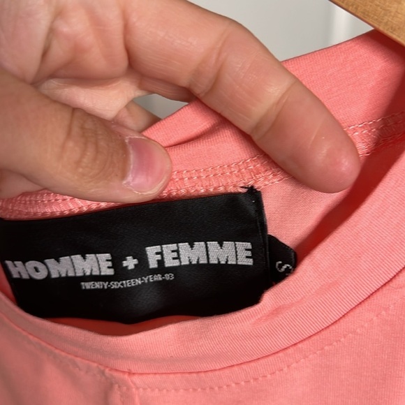 NWT Homme + Femme LA pink triple layer plus tee unisex short sleeve tee - Picture 14 of 17